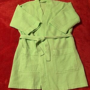 Essentials Short Lime Waffle Knit Robe